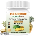 Kauwbaar ijzer Carbonyl 65 mg met vitamine C 180 mg (voor vrouwen/mannen) - Tablet in Ananas smaak 60 Tell (1)