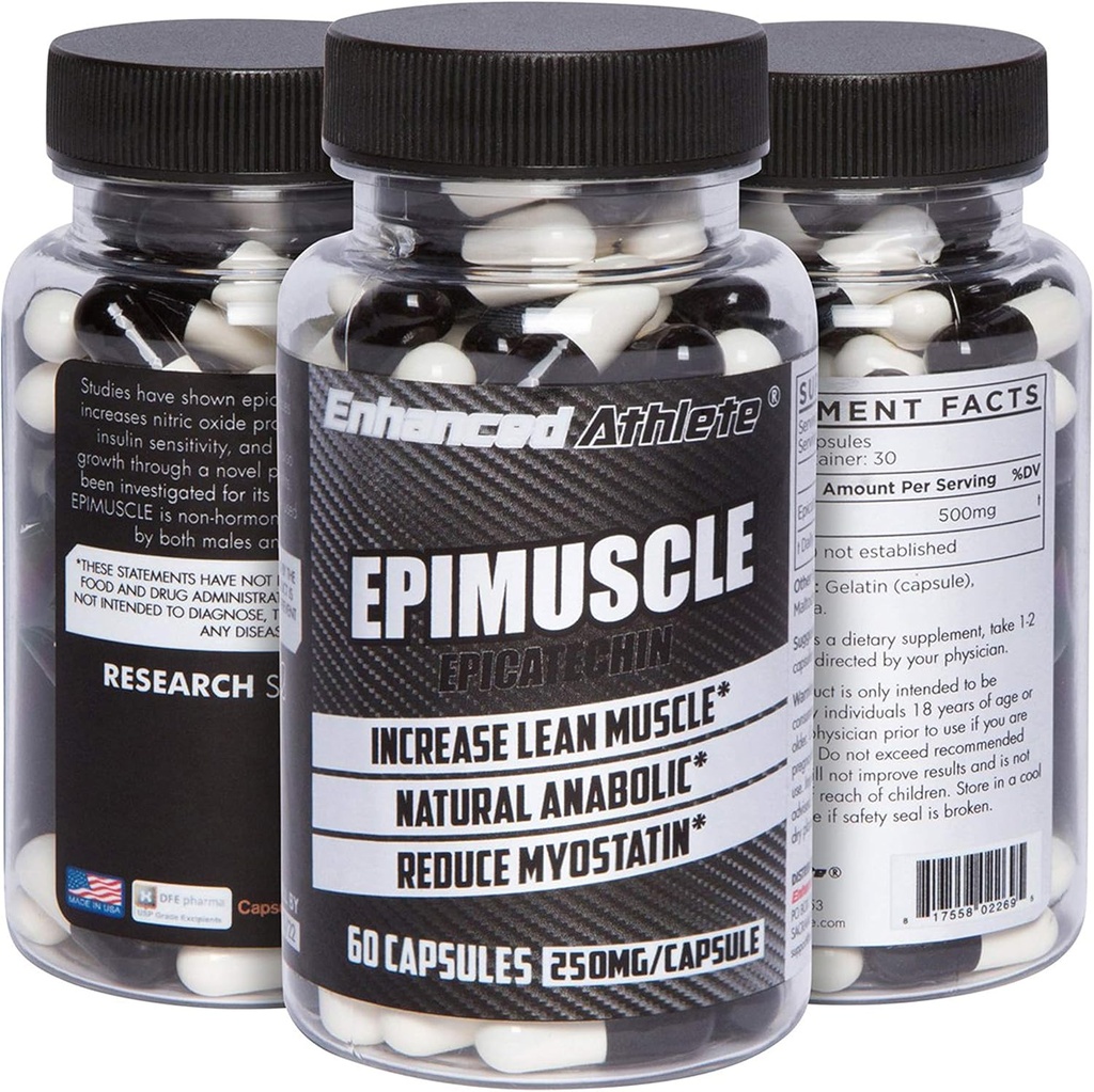 Verbeterde Atleet Epimuscle - Natuurlijke Anabole, Verhoog de Lean Mass, Verminder Myostatin, 250mg Pure Epicatechin/ 60 Capsules