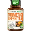 Kurkuma Curcumine Supplement met Green Tea Extract (ECGC) & Vitamine C voor gezamenlijke gezondheid, energie en ontstekingsbalans - Biologische Tumerische Curcumine met zwarte peper - Glutenvrije, niet-GMO - 60 capsules
