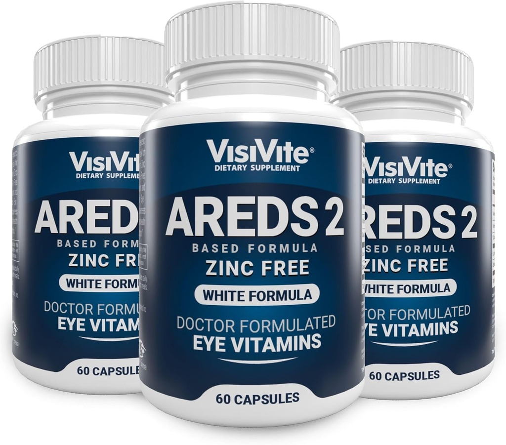 ARDES 2 Zinkvrij White Eye Vitamins - Zeaxanthine Plus Lutein macular Eye Vitamins - Soy-Free - Zink en kopervrij Macula Health Formula - Verpakking van 3