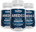 AREDS 2 Vitamines oculaires blanches sans zinc - Zeaxanthin Plus Lutéine Vitamines oculaires Maculaires - Sans soja - Sans zinc et sans cuivre Formule de santé Maculaire - Pack de 3