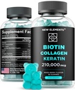Biotine Gummies with Keratine & Collageen Peptides - Advanced Supplement for Hair Growth Treatment for Men & Women Hair Skin and Nails Vitamins