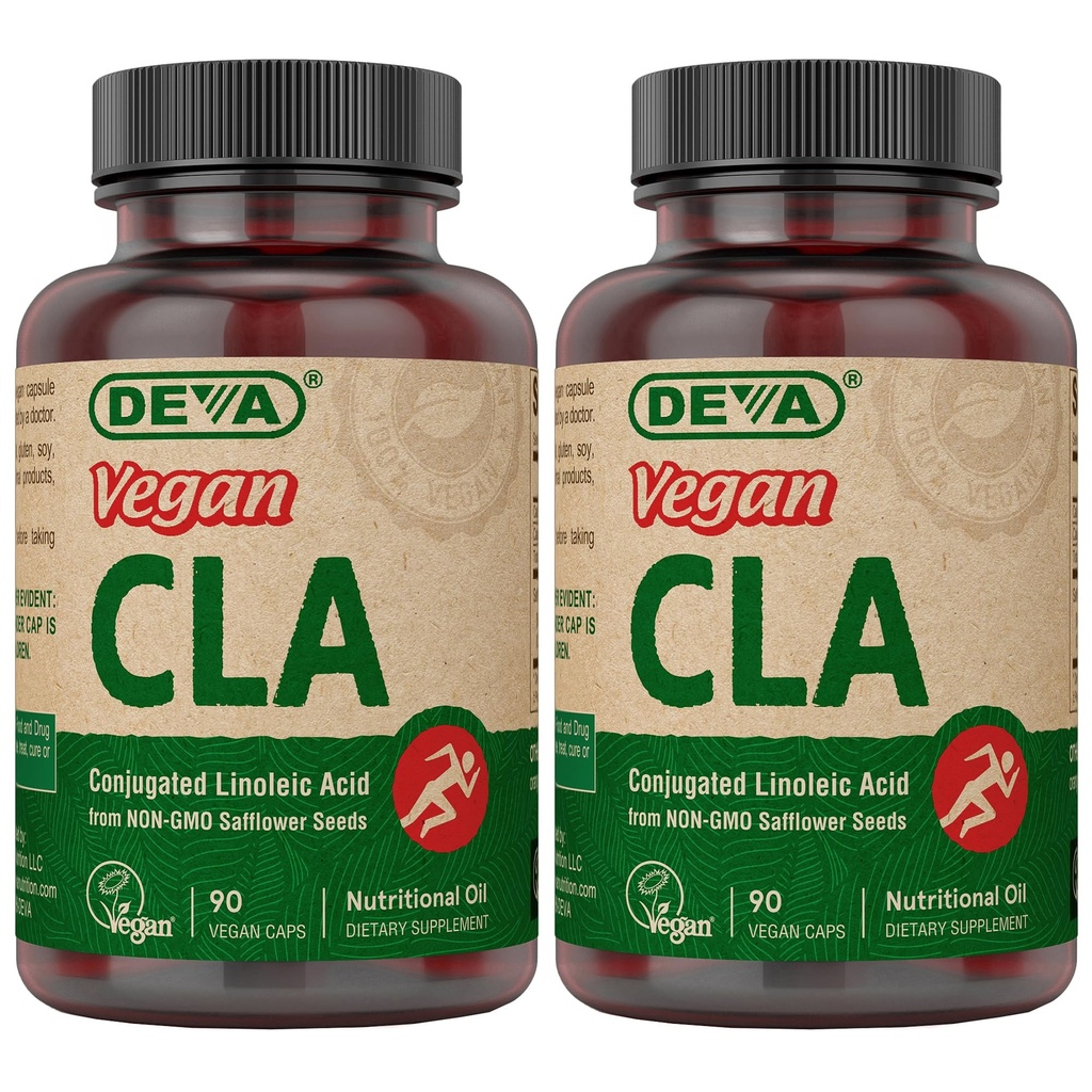 DEVA Vegan Vitamins Conjugated Linoleic Acid (CLA), from Non-GMO Saffloer Oil, 90 Capsules, 1-pack