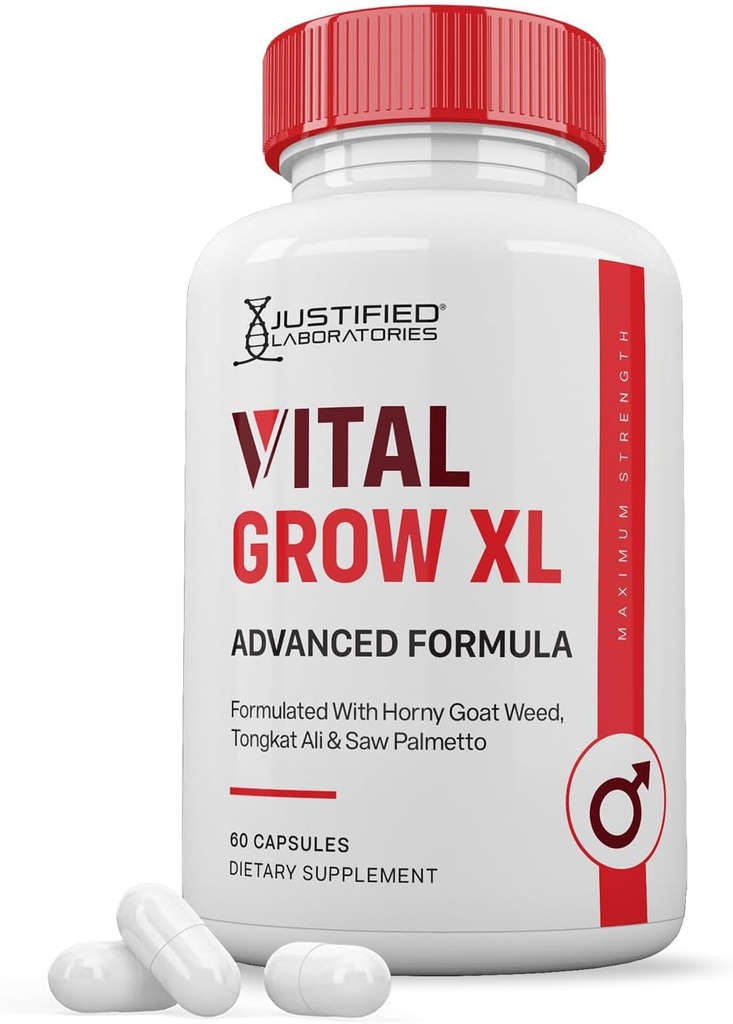 Justified Laboratories Vital Grow XL Pills 1484MG Advanced Formula Proprietary Blend for Men's Health 60 Capsules
