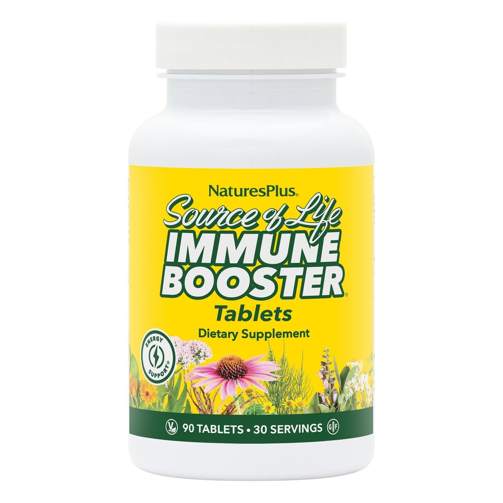 Natures Plus bron van leven Immune Booster Adult Formula, snelle en uitgebreide release - 90 Vegetarische tabletten - Natural Immunity Booster Supplement - Vitaminen A, C, E en zink - Glutenvrije - 30 porties