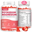 2 Pack supplément de magnésium potassique Gommies pour adultes Enfants, Magnésium Glycinate et Citrate de potassium, Plus Multivitamine, Oméga-3 et poivre noir, Crampes des jambes, Santé musculaire et cardiaque, 120 Compte