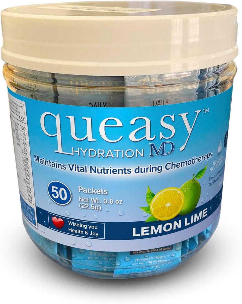Drie Lollies Queasy Hydration MD Packets - Hydration & Digestive Health Support Tijdens de behandeling - Rehydrateert, vereenvoudigt Misselijkheid & Replaces Nutriënten - Natural & Non-Drowsy - 50 Packets