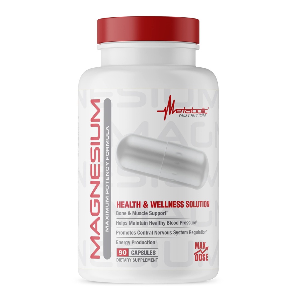 Metabolic Nutrition Magnesium, 650mg per Serving, Non-GMO, Vegan, Gluten Free, 90 Capsules