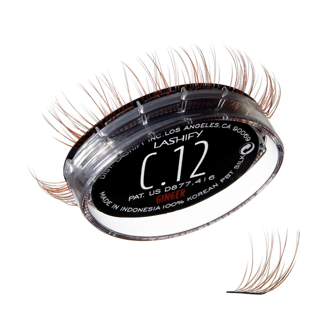 Lashify Curl 12mm Gossamer wimperextensies Navullen, Gember kleur, DIY Valse wimpers voor een natuurlijke look