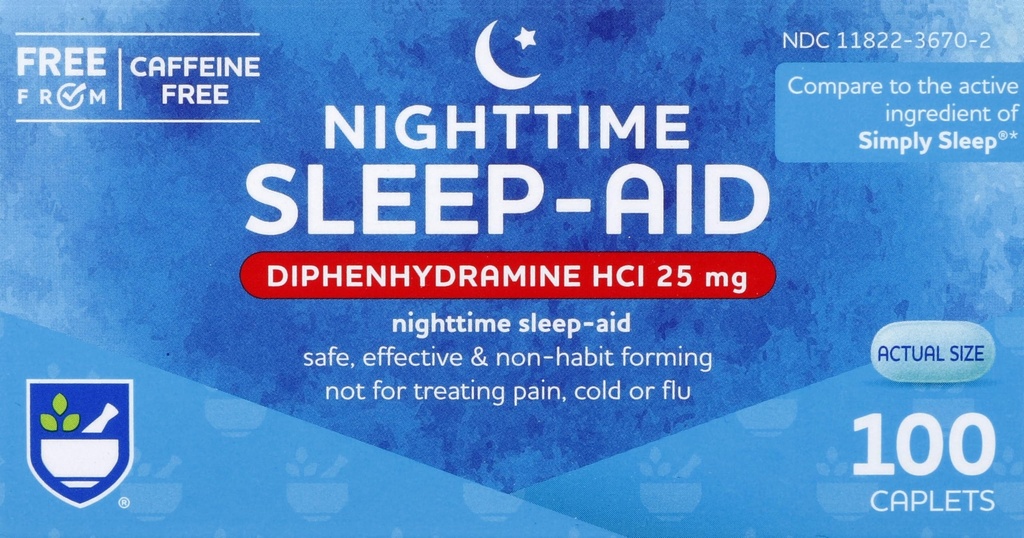 Rite Aid Nighttime Sleep Aid Diphénhydramine HCI 25 mg, 100 Mini Caplets Exclusivité Supplément de Sommeil Non Habitant Exclusivité Meilleur Aide au Sommeil pour Insomnie Exclusivité et Anxiété Aide naturelle au sommeil