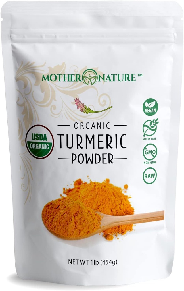 Organisch Kurkumapoeder met Curcumine - Indiase geteelde Kurkumawortel (1lb, 16Oz) - Krachtige Joint disconfort Relief, Reduce Swelling, Antioxidant - Veganistisch, Glutenvrij, Non-GMO & Dairy-Free