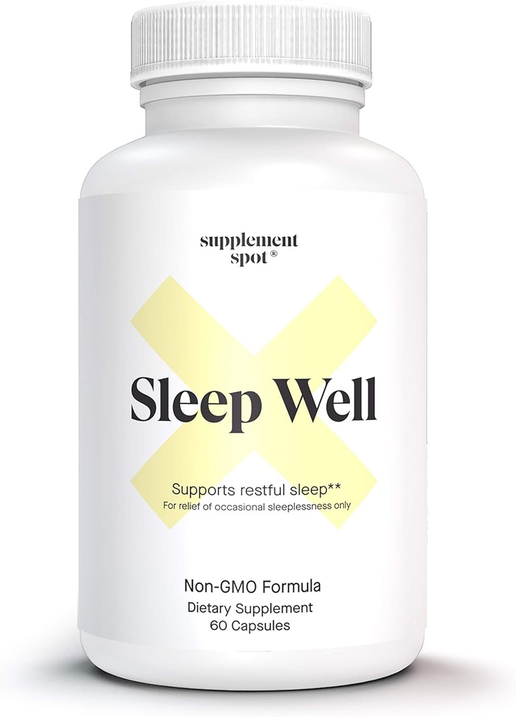 Aide naturelle au sommeil – Supplément de formule non habit pour adultes avec/Magnésium, L-Theanine, GABA et sérotonine – Supplément de soutien au sommeil pour adultes (60 capsules, 30 portions)