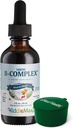 Maxi Health Raspberry Liquid Vitamin B Complex, supplement met vitamine B12 - Sublingual B Drops for Kids with B1 B2 B3 B5 B6 Biotin Folic Acid, for Energy & Brain Function - 2 fl. Oz, Green Pillbox