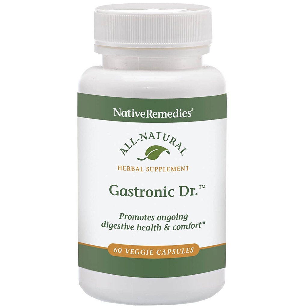 Remèdes autochtones Gastronic Dr. - Tous les suppléments naturels à base de plantes pour la digestion saine et le confort après les repas - favorise un doublage de l'estomac sain et des niveaux équilibrés d'acide stomach - 60 capsules de légumes