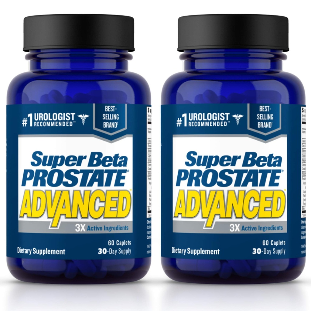 SUPER BETA PROSTATE Avancé – Promouvoir le sommeil, l'élimination de Bladder de soutien. Supplément de soutien prostate pour la santé des hommes avec Beta Sitostérol, pas Saw Palmetto. (120 Caplets, 2 paquets)