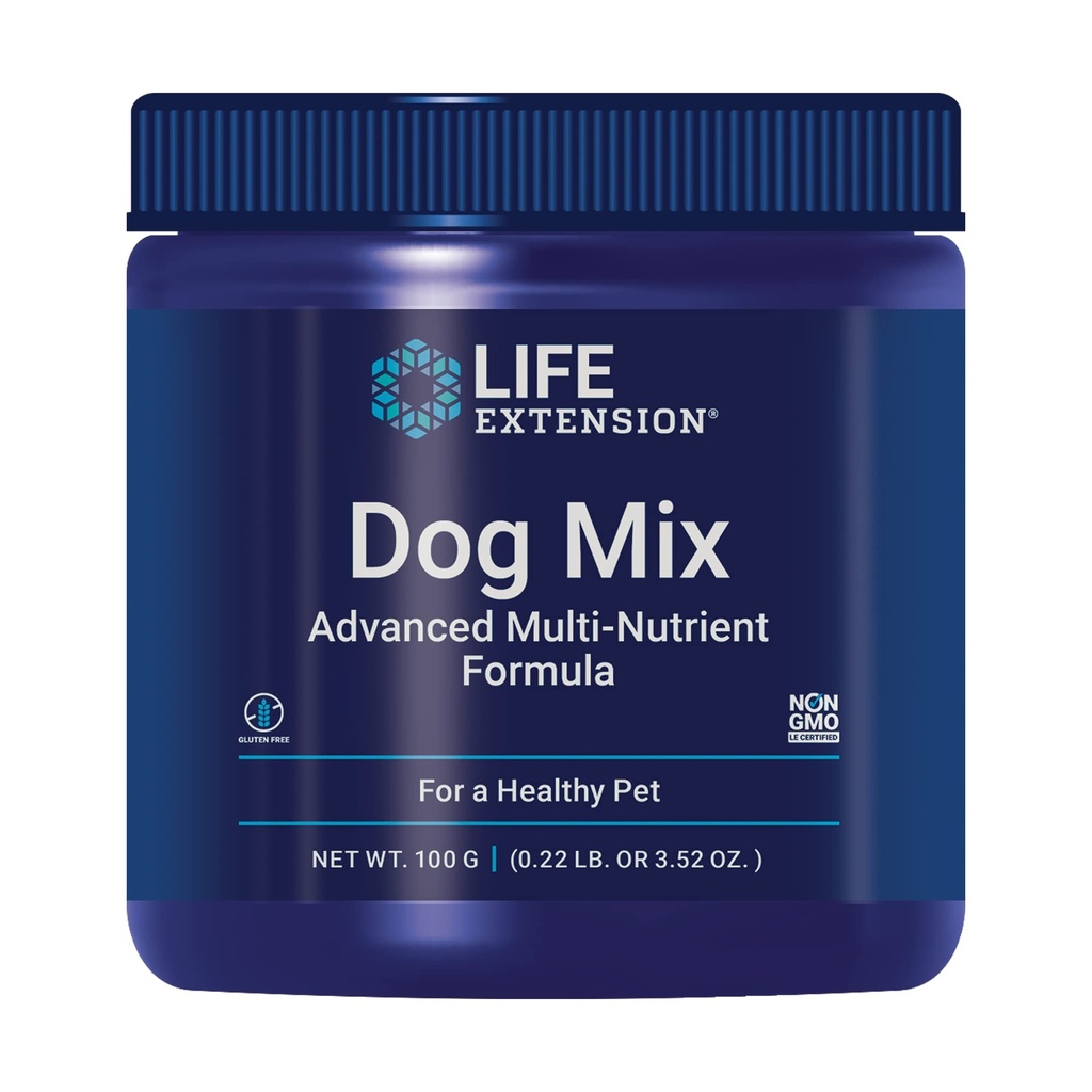 Mélange de chien de prolongation de vie, vitamines et suppléments de chien, probiotiques, L-carnitine, B12, acide folique, vitamine C, vitamine E, romarin, absorption des nutriments, sans gluten, non-OGM, 60 portions