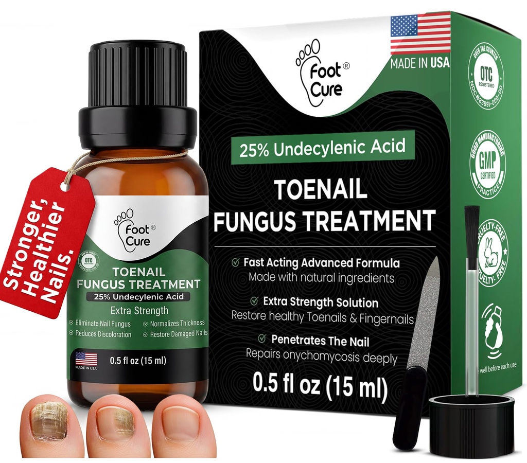 FOOT CURE Teenail Schimmel Behandeling voor vingernagels, Nagel reparatie, Teennagel Softener, Gele Teennagel Behandeling, Ingegroeide Nagels en Foot Fungus Behandeling Extra sterkte (pakket van 1)