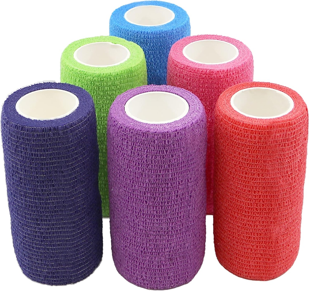 Self Adherent Cohesive Bandages 4" x 5 Yards - 18 comtes, couleurs arc-en-ciel