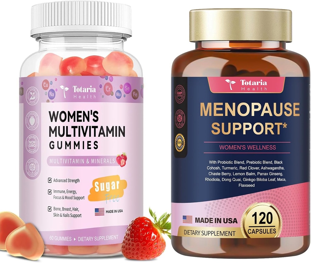 Totaria Suikervrije Multivitamine Gummies voor vrouwen & 40-in-1 Menopauze supplementen voor vrouwen