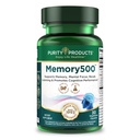 Purety Products Memory500 Bacopa monniera/Brahmi Elite Nootropic Complex - soutient la performance cognitive de pointe*, la vitesse d'apprentissage accrue* et la mémoire et le rappel sains* - 30 capsules végétariennes