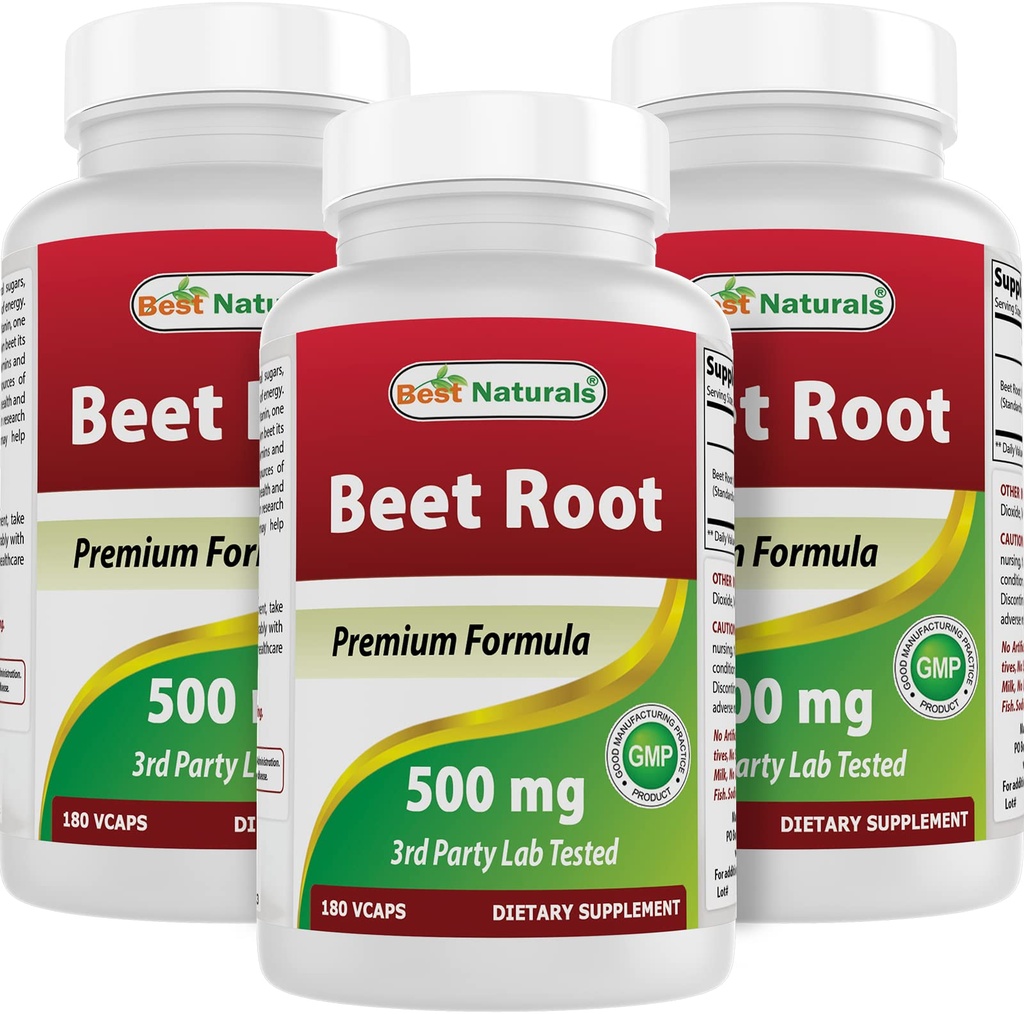 Meilleure poudre de racine de betterave naturelle 500 mg 180 Capsules (180 Nombre (paquet de 3))