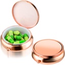 Pill Box Cute Small Pill Box for Purse & Pocket Medicine Organizer Travel Pillbox Waterproof Pill Case Metal Pill Container Holder for Vitamines, Fish Oil, Suppléments (Rosegold)