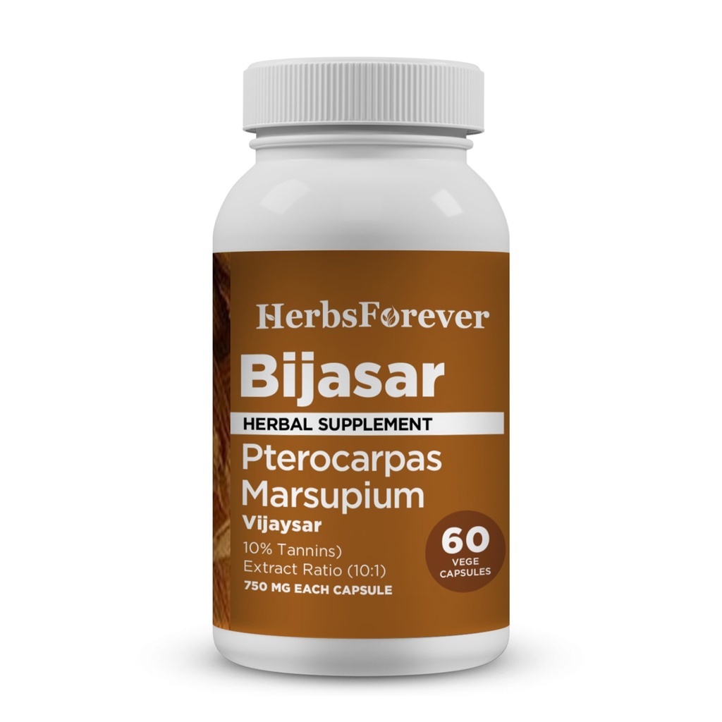 HerbsForever Bijasar(Indian Kino Tree, Malabar Kino)-Extra sterkte(10:1) Extract,Equiv.to 4800mg Bark Powder Per Serving-Live Support & Detox Blood Sugar & Purity
