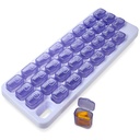 Organisateur mensuel de pilules - Organisateur de pilules de 31 jours avec de grandes plaquettes de médicaments amovibles, boîte à pilules portable et support pour la médecine quotidienne et les vitamines pour le voyage, violet