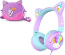 iClever Wired Kids Headphones Cat Ear Meow Lollipop & Headphones Case Bundels