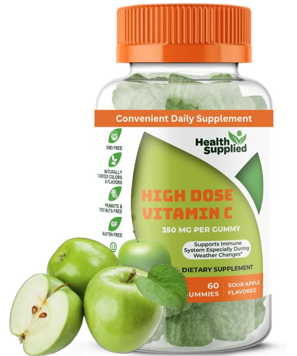 Sour Apple Flavored Vitamine C Gummies Mega Dose - 1050 mg vitamine C - Verhoogt het immuunsysteem en ondersteunt de gezondheid van het hart - Geweldig proeven en gemakkelijk doorslikken