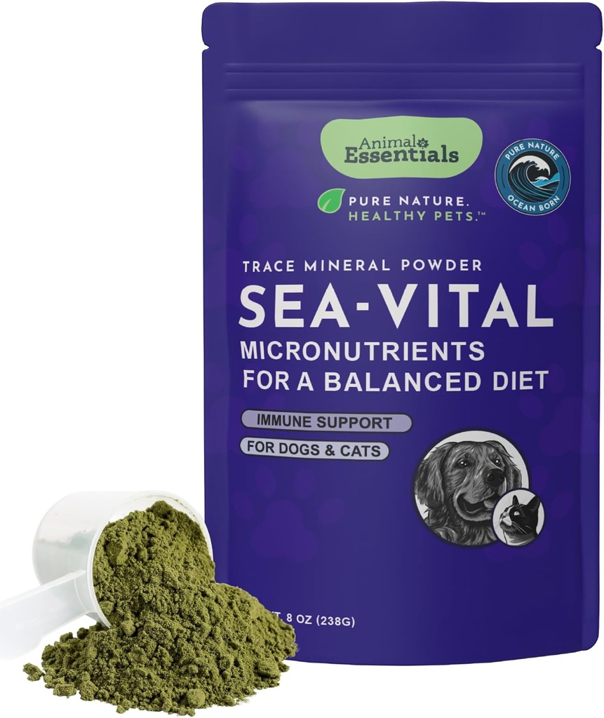 Animal Essentials Ocean Kelp for Dogs & Cats - Thyroid Support, Thyroid Supplement, Sea Kelp Powder, Trace Minerals, Veterinair Aanbevolen - 8 Oz