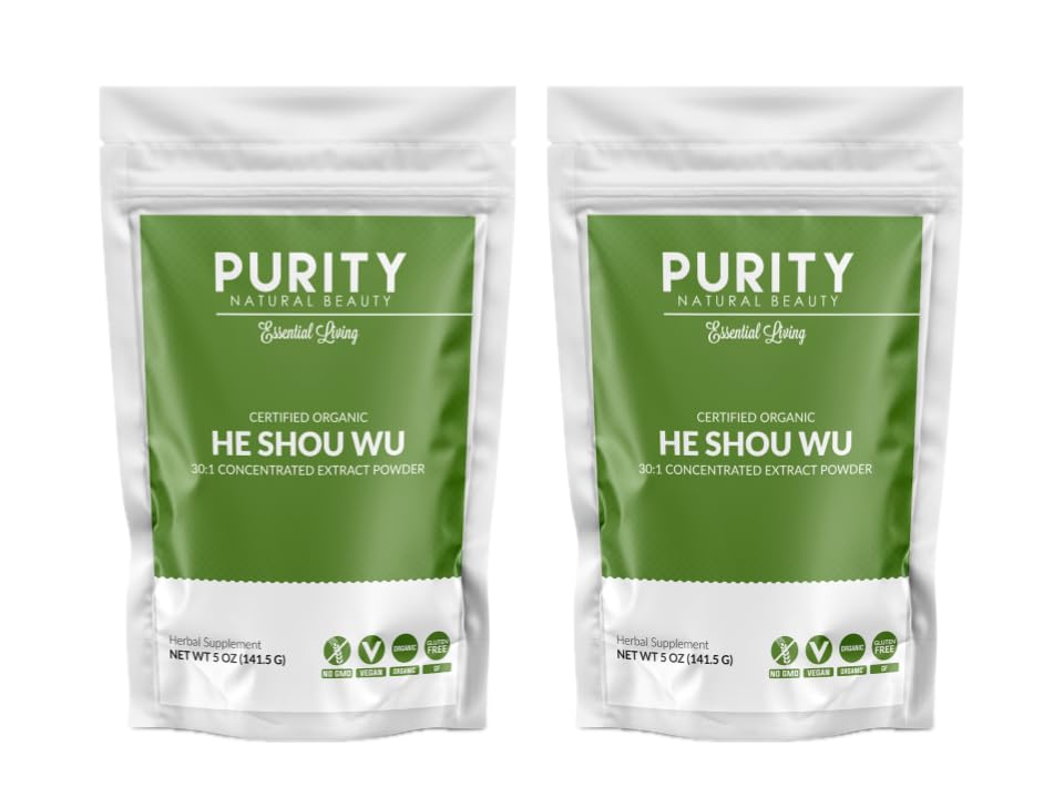 Gecertificeerde biologische He Shou Wu - Grote 5oz zak van 30:1 Geconcentreerde-Fo-ti - Biologische Foti Extract- Fo ti He Shou Wu Biologische (Pack van 2-10 Ounces)