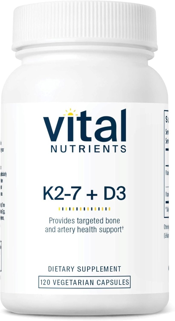 Nutriments vitaux Vitamine D3 + K2= 2000 UI=2 Vitamine D3 K2 Supplément de Vitamine D Complexe pour une santé des niveaux de calcium, des muscles et des os