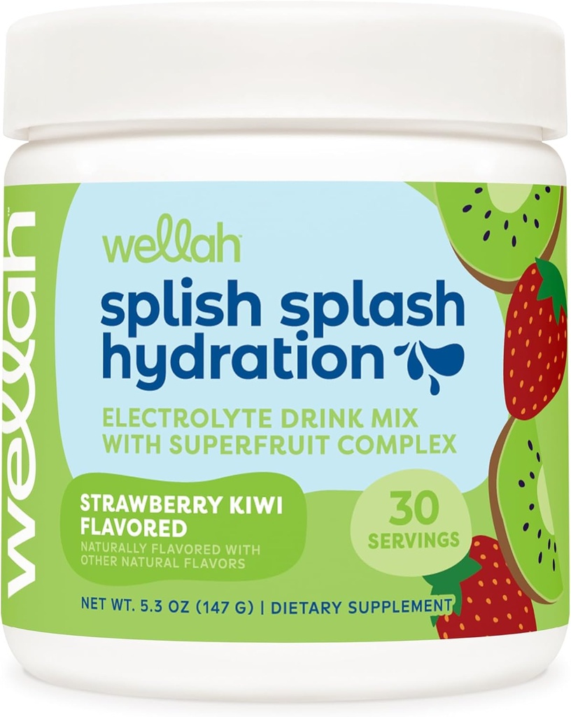 Wellah Splish Splash Hydratation Mélange de boissons électrolytes (arôme de Kiwi de Strawberry, 30 portions)