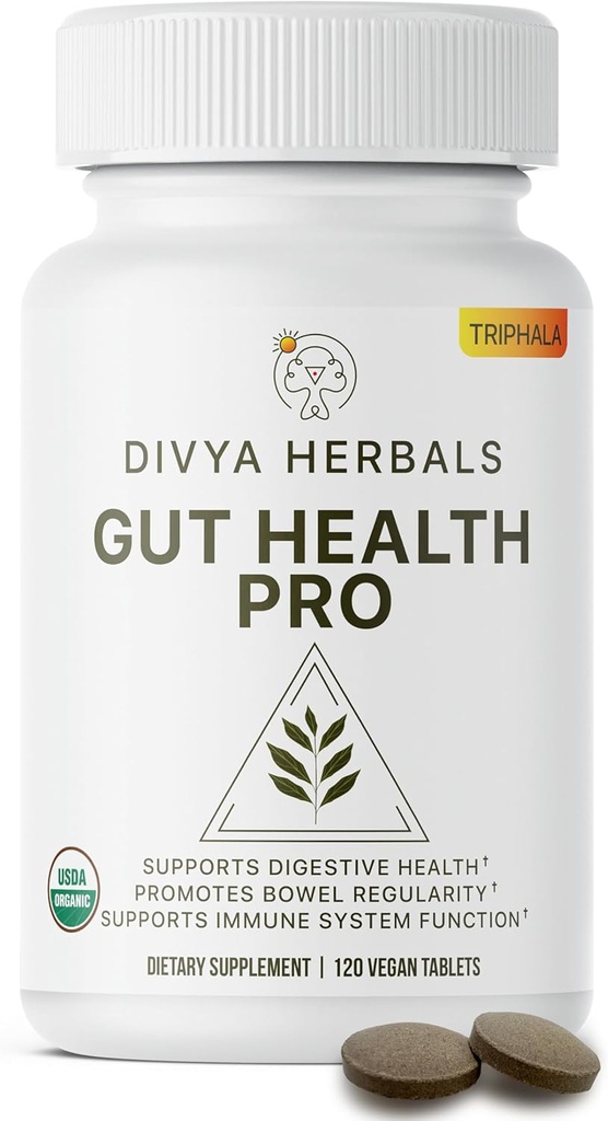 Gut Health Pro - Bloat Relief, Detox & Digestive Support - 100% Pure Organic Triphala Supplement - voor vrouwen en mannen - Niet-gecoate Vegan Tablets -120Ct