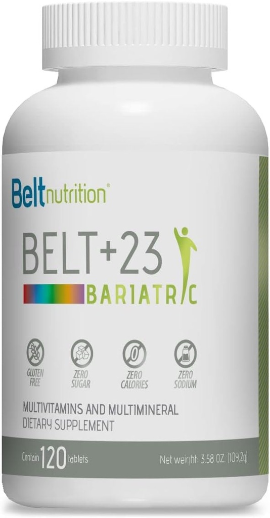 Belt +23 Bariatrische Multivitamine en Multiminerale Tafels (Gastrische Bypass, Mouw Gastrectomie) met ijzer - Geen smaak - 1 maand levering