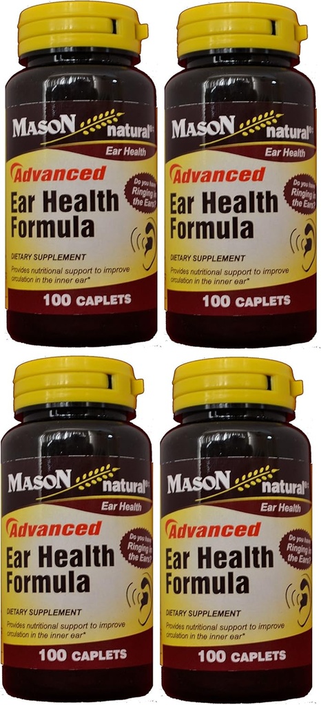 Mason Natural Advance Ear Health Formula Bioflavonoids Plus 100 Caplets per Fles Verpakking van 4 Totaal 400 Caplets