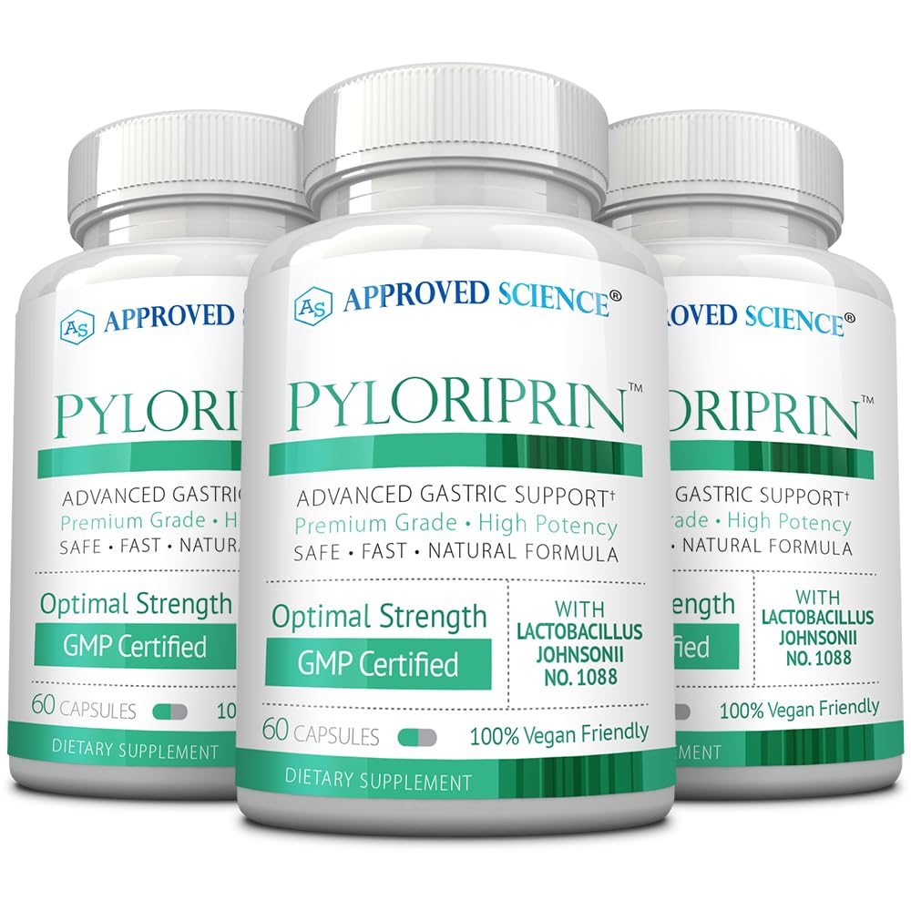 Goedgekeurde Wetenschap Pyloriprin - Geavanceerde Digestieve Ondersteuning voor een gezonde maag - Zink L-Carnosine, Probiotic, Broccoli Spruit, Deglycyrrized Licorice - 180 Capsules - Drie maanden levering - Vegan