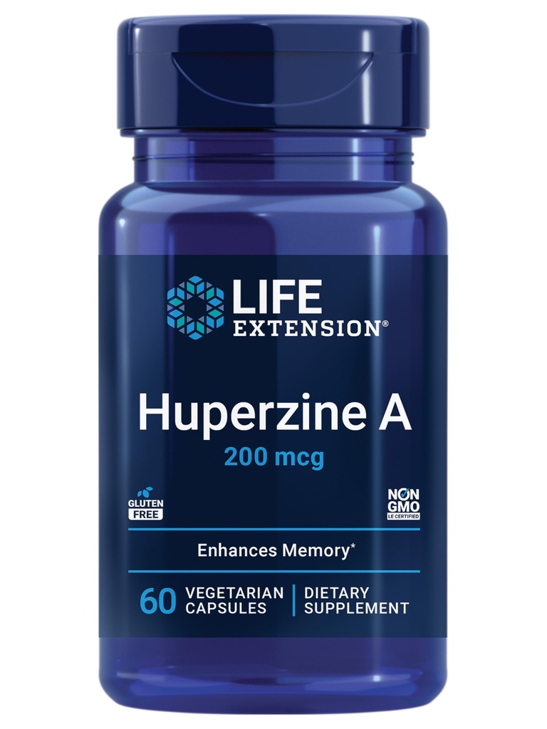 Life Extension Huperzine A, Geheugen Gezondheid, Cognitieve Gezondheid, Chinese Club Moss Extract, Glutenvrij, Niet-GMO, Vegetarisch, 60 Capsules