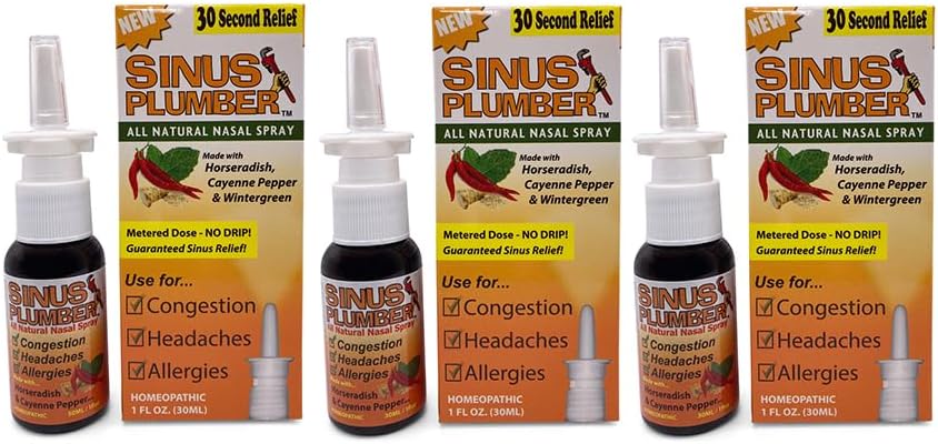 Sinus Plumber 3 Pack - Natuurlijke Saline Nasal Spray met Pepper en Wintergreen