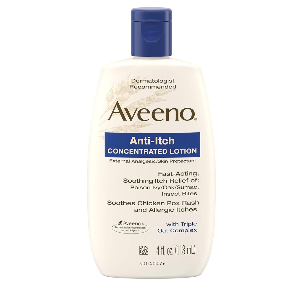 Aveeno Anti-Itch Geconcentreerde Lotion met Calamine en Triple Hat Complex, Skin Protectant voor snelle acting Itch Relief van Poison Ivy, Insect Bites, Chicken Pox, en allergische jeuken, 4 fl. oz