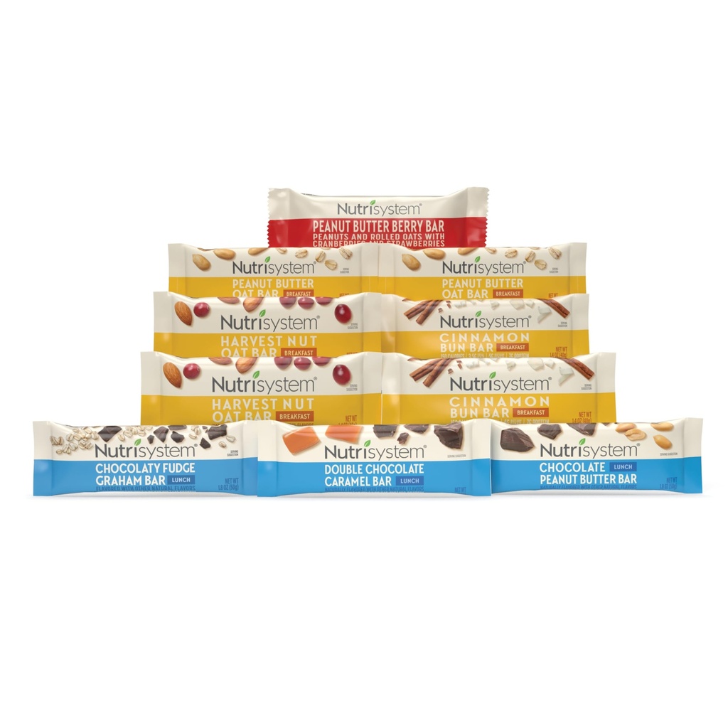 Nutrisystem® Ontbijt en lunch Bar Variety Pack, helpt ondersteuning gewichtsverlies - 10 Tellen