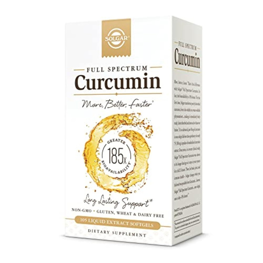Solgar Full Spectrum Curcumin - 105 LiCaps - Superior Absorptie - Hersenen, gewrichts- en immuungezondheid - Veganistisch, Glutenvrij, Non-GMO, Dairy Free - 105 porties