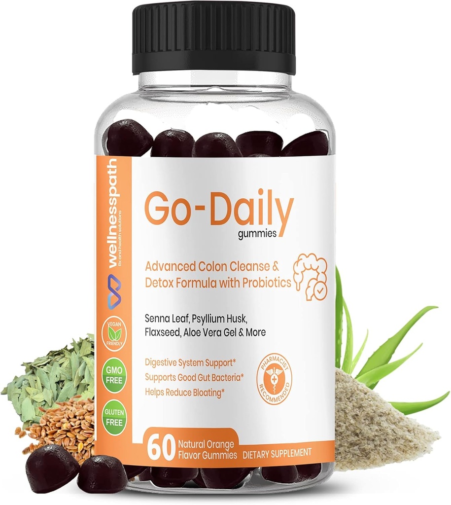 Go-Daily Advanced Colon Cleanse and Detox, Probiotic Gummies for Optimal Gut Health, Laxatives for Constipatie and Bloating, 60 Gummies - Wellnesspath Rx and Health Solutions