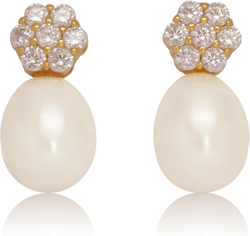 18K Gold Plated Sterling Silver Stud Pink Cultuur Parel Oorbellen