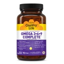 Country Life Omega 3-6-9 Complete Supplement - 1.534mg Omega Vetzuren - Ondersteunt Cardiovasculaire, Hersenen, Huid & Immuun Gezondheid - Gecertificeerd Glutenvrij, Non-GMO - 90 Softgels