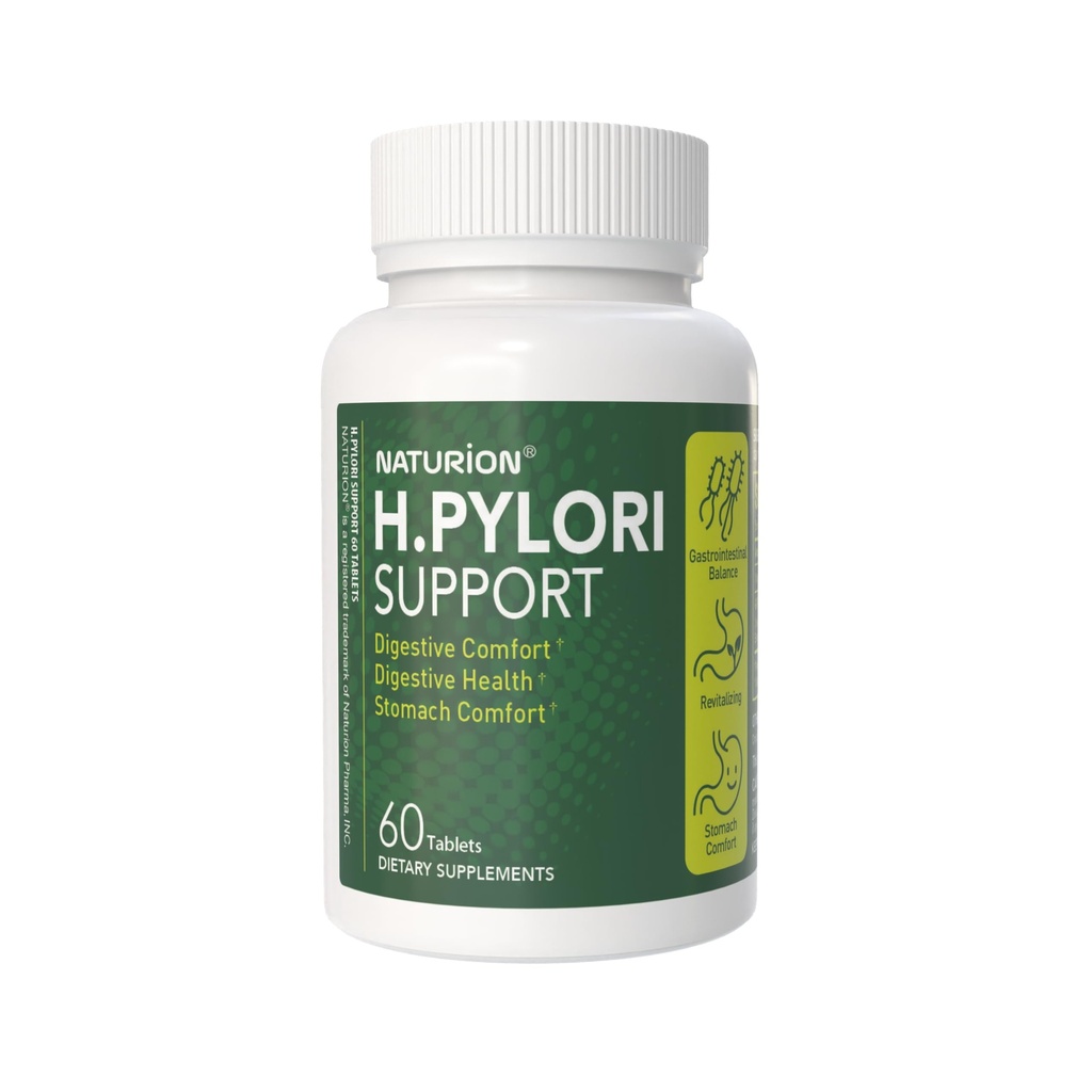 H. Pylori Support - Supplément digestif pour la santé avec mélange G-FOS, protéines de lactosérum, réglisse, gomme mastique, vitamine U et vitamine B2 - Confort et équilibre de l'estomac - 60 comprimés, 30 jours d'approvisionnement