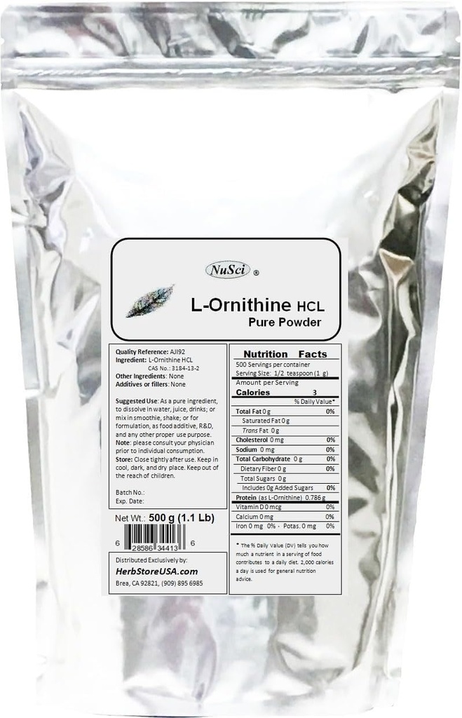 Poudre L-Ornithine pure 500g (1,1 lb, 17,6 oz) AJI
