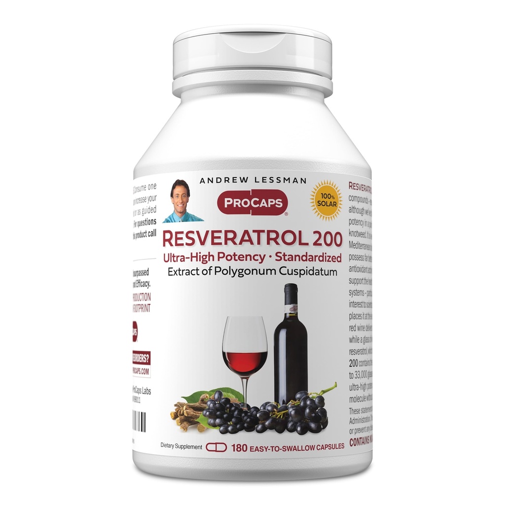 ANDREW MOINSMAN Resveratrol-200mg - 180 Capsules - Anti-oxydant bénéfique, naturellement apparent, sans alcool. Sans additifs