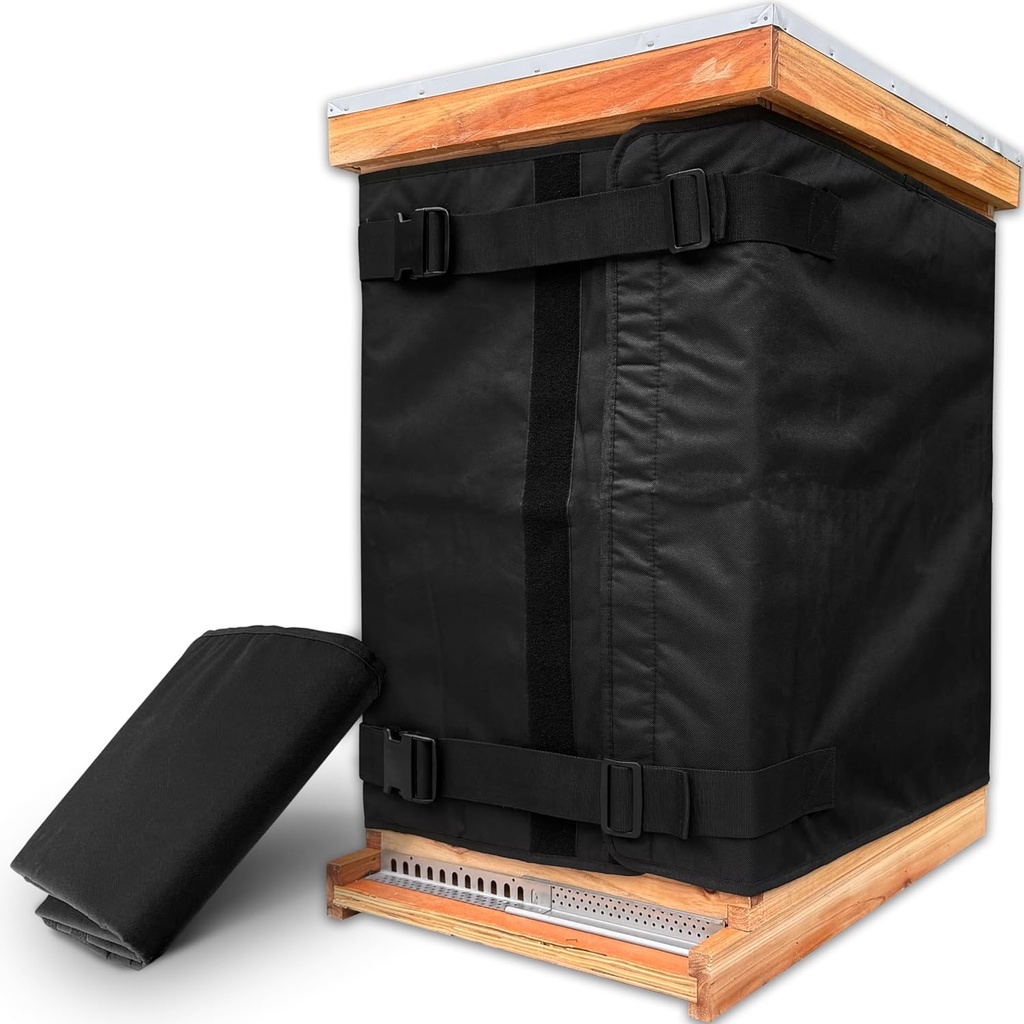 Winter Bijenkorf Wrap voor 8 en 10 framekorven, verstelbare bijenkorf Wrap Beekeeping Supplies, 600D Oxford Geïsoleerde hoes, Waterdicht, Windbestendig, Lichtgewicht, Ecovriendelijk, Herbruikbaar, 75.98" x 23.6"